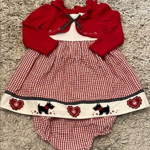Youngland Scottie Dog & Hearts Dress w/Bloomers, Size 24 Months